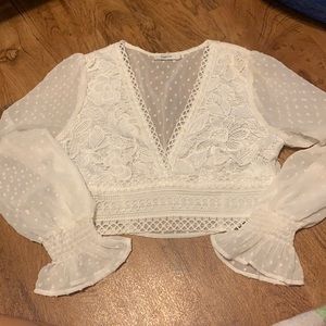 White and Black Crop Top